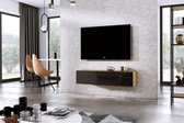 Meubel Square - TV meubel DIAMOND - Eiken / Hoogglans Zwart - 120cm - Hangend TV Kast