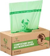 150 pièces Sacs à déchets organiques - Sac Bio 6 litres - 35 x 72 cm - 100% compostable