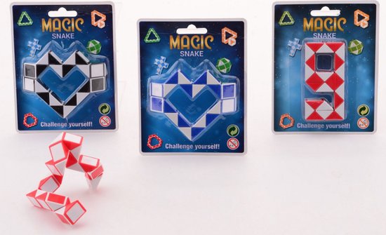 Afbeelding van het spel Magische Slang - Puzzel Magische Slang Zwart/Wit - Magische Kubus - Puzzel Kubus - Draaipuzzel - Rubiks Kubus - Breinbreker - Behendigheidsspel - Ruimtelijk Inzicht - Brein puzzel - Kleur: Blauw/Wit
