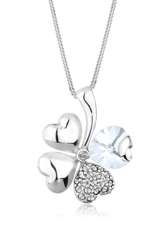 Elli Dames Halsketting dames klaverblad hart met kristallen in 925 sterling zilver