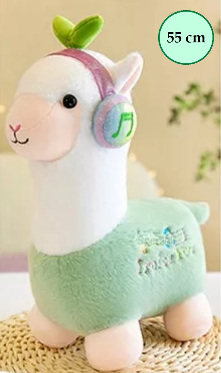 Alpaca knuffel - 55 cm - Groen - Pluche - Lama knuffel - 55cm Alpaca
