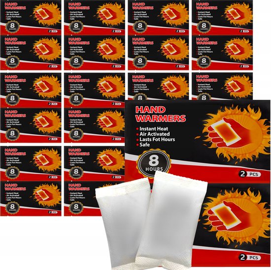 20 stuks Premium Handwarmers - Veilige Handverwarmende Pads - Minimaal 8 uur genieten van een warme Temperatuur (57 °C) - Per stuk verpakt - Zak Verwarmers - warmtepads