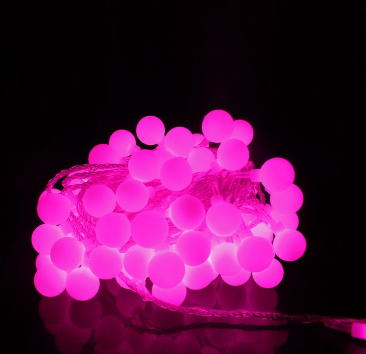 Kerstverlichting Bolletjes Lichtsnoer 5 Meter Zonneenergie Roze