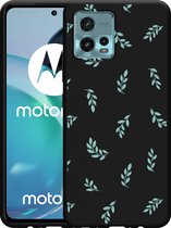 Motorola Moto G72 Hoesje Zwart Kleine Blaadjes - Designed by Cazy