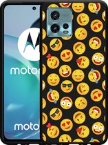 Motorola Moto G72 Hoesje Zwart Emoji - Designed by Cazy