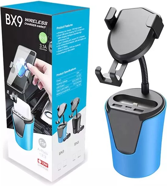 BX9 Auto Telefoonhouder - Auto Accessories - Auto Oplader Draadloos - Universeel Telefoonhouder Auto - Airpods Oplader - Draadloos Opladen Smartphone - Telefoon Houder Met Autolader