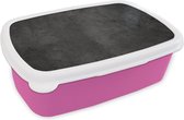 Broodtrommel Roze - Lunchbox Beton - Robuust - Vintage - Rustiek - Grijs - Zwart - Brooddoos 18x12x6 cm - Brood lunch box - Broodtrommels voor kinderen en volwassenen