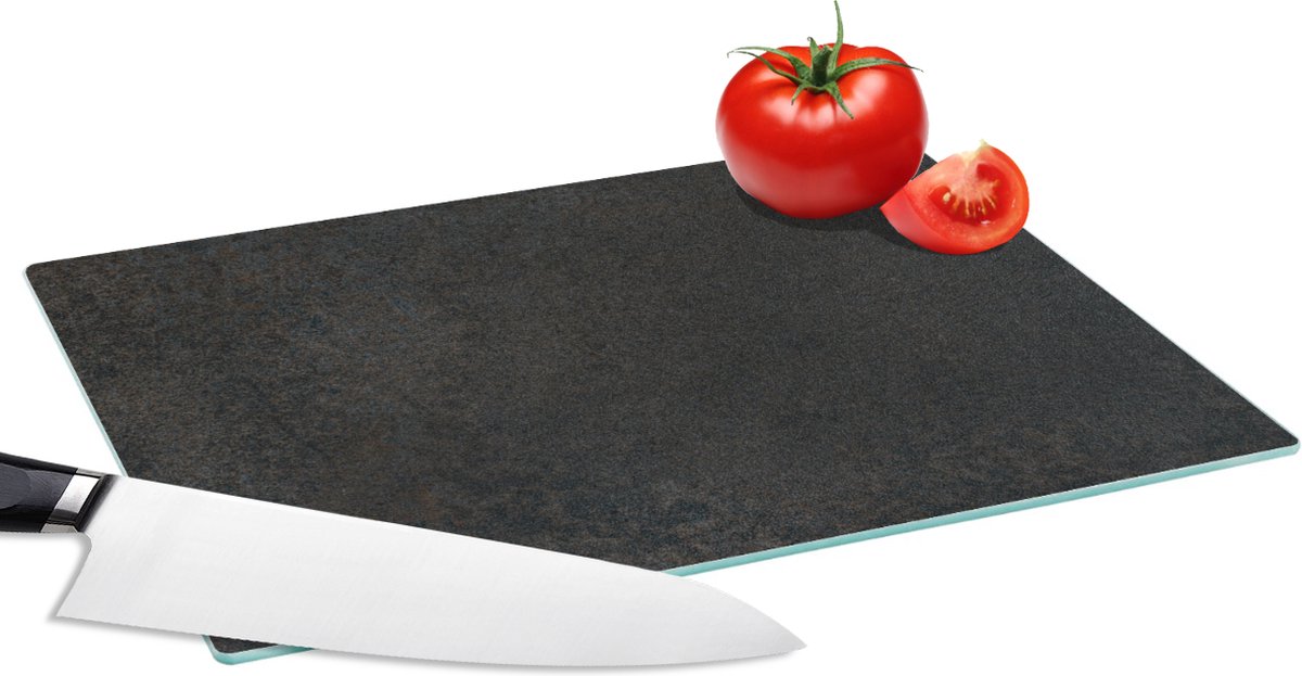 Glazen Snijplank - 28x20 - Industrieel - Beton - Grijs - Structuren - Retro - Snijplanken Glas