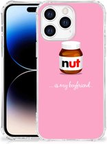 Silicone Hoesje Geschikt voor Apple iPhone 14 Pro Max Telefoonhoesje met doorzichtige rand Nut Boyfriend