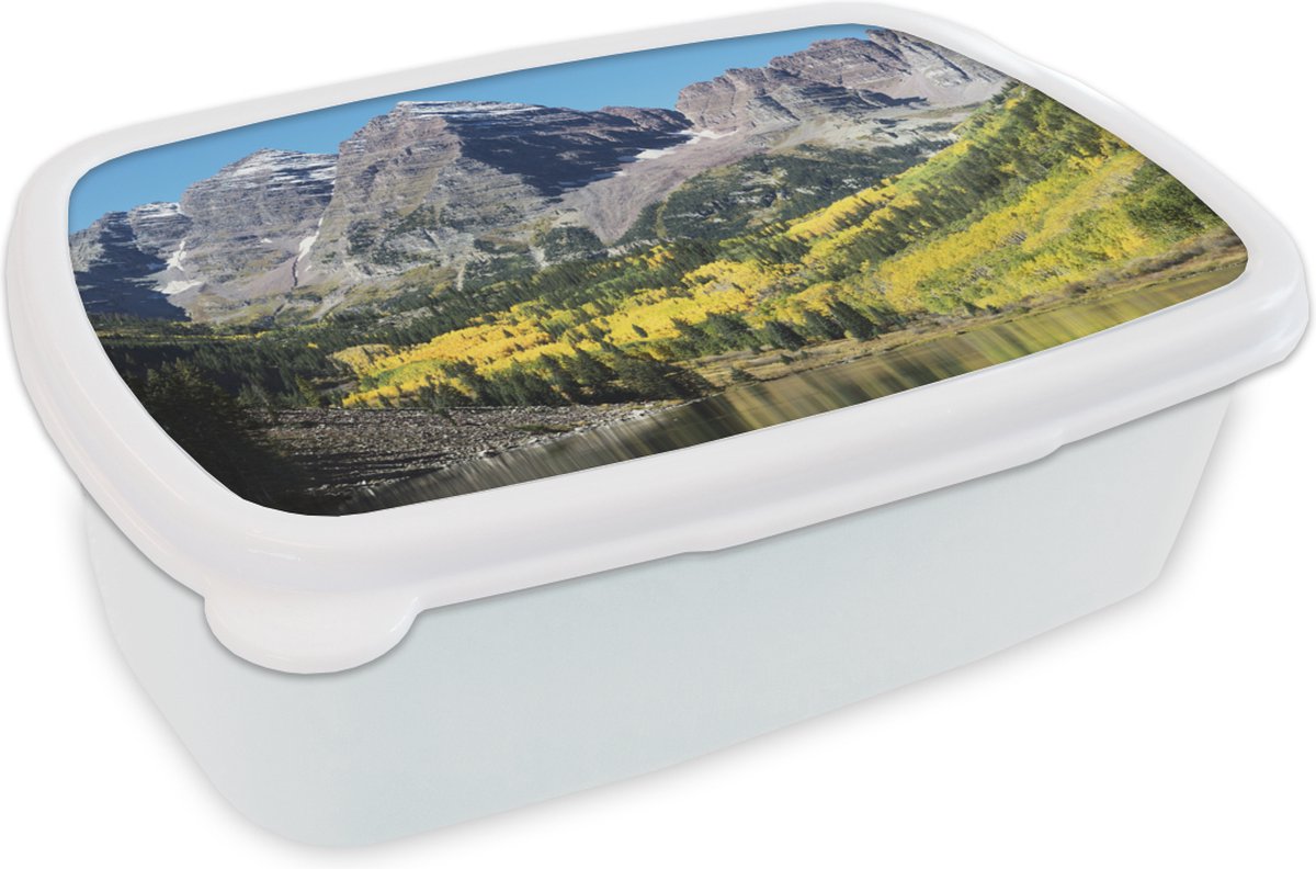Broodtrommel Wit - Lunchbox - Brooddoos - Amerika - Rivier - Berg - 18x12x6 cm - Volwassenen