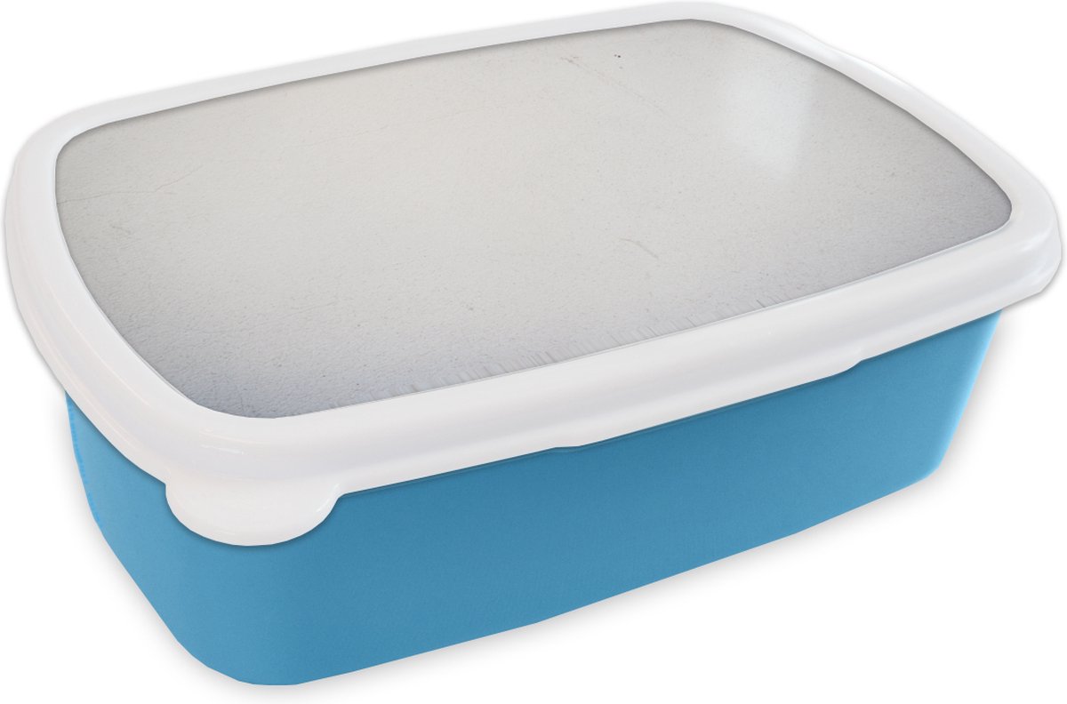 Broodtrommel Blauw - Lunchbox - Brooddoos - Beton - Wit - Modern - 18x12x6 cm - Kinderen - Jongen