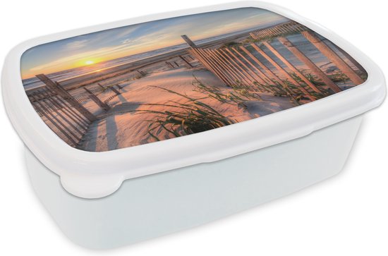 Lunch box Wit - Lunch box - Boîte à pain - Plage - Mer - Dune - Coucher de soleil - Paysage - 18x12x6 cm - Adultes