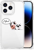 Silicone Back Case Geschikt voor iPhone 14 Pro Telefoonhoesje met doorzichtige rand Cow