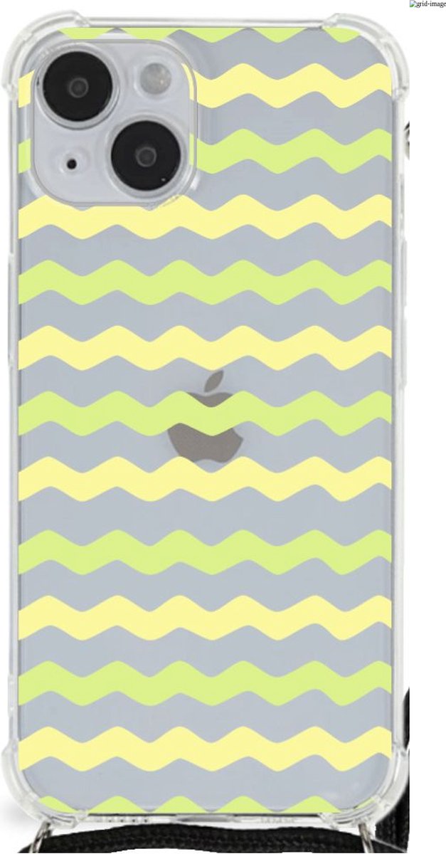 iPhone 14 Plus Doorzichtige Silicone Hoesje Waves Yellow
