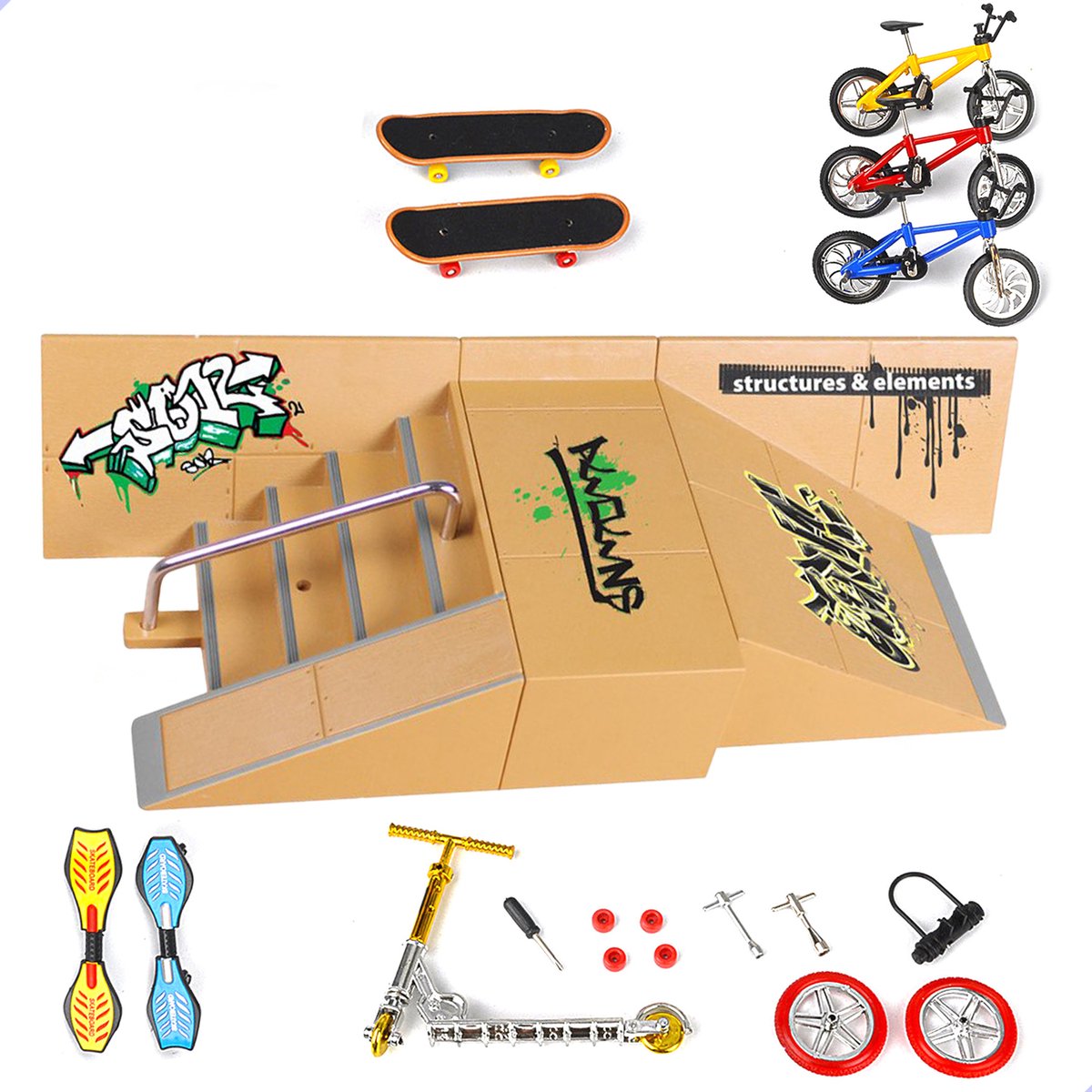 Seidon Fingerboard Skatepark Fingerboard Ramps Finger Bmx Finger Step Mini...