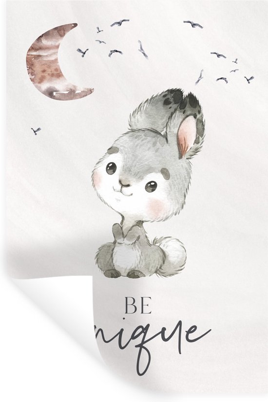 Muursticker kinderen - Muurstickers kinderkamer - Quotes - Kinderen - Be unique - Jongens - Meisjes - Waterverf - Decoratie voor kinderkamers - 20x30 cm - Zelfklevend behangpapier - Stickerfolie