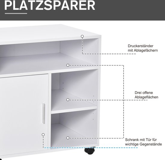 HOMCOM Caisson de bureau caisson de rangement mobile 4 tiroirs