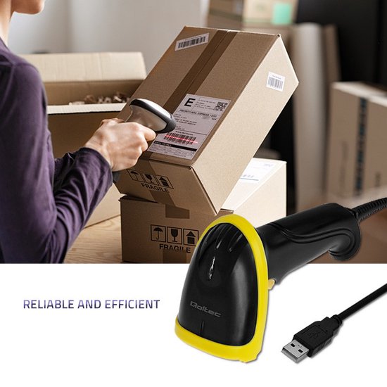 Qoltec bedrade QR- en laserscanner | USB.