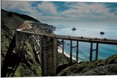 WallClassics - Dibond - Bixby Creek Bridge - Amerika - 90x60 cm Foto op Aluminium (Met Ophangsysteem)