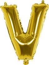 Boland - Folieballon 'V' goud V - Goud - Letterballon