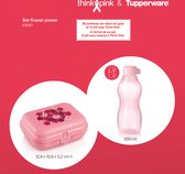 Tupperware Think Pink set — koekjesdoos bloemen + xtreme drinkfles 500 ml