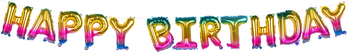 Boland - Folieballonslinger 'Happy birthday' - Multi - Letterballon