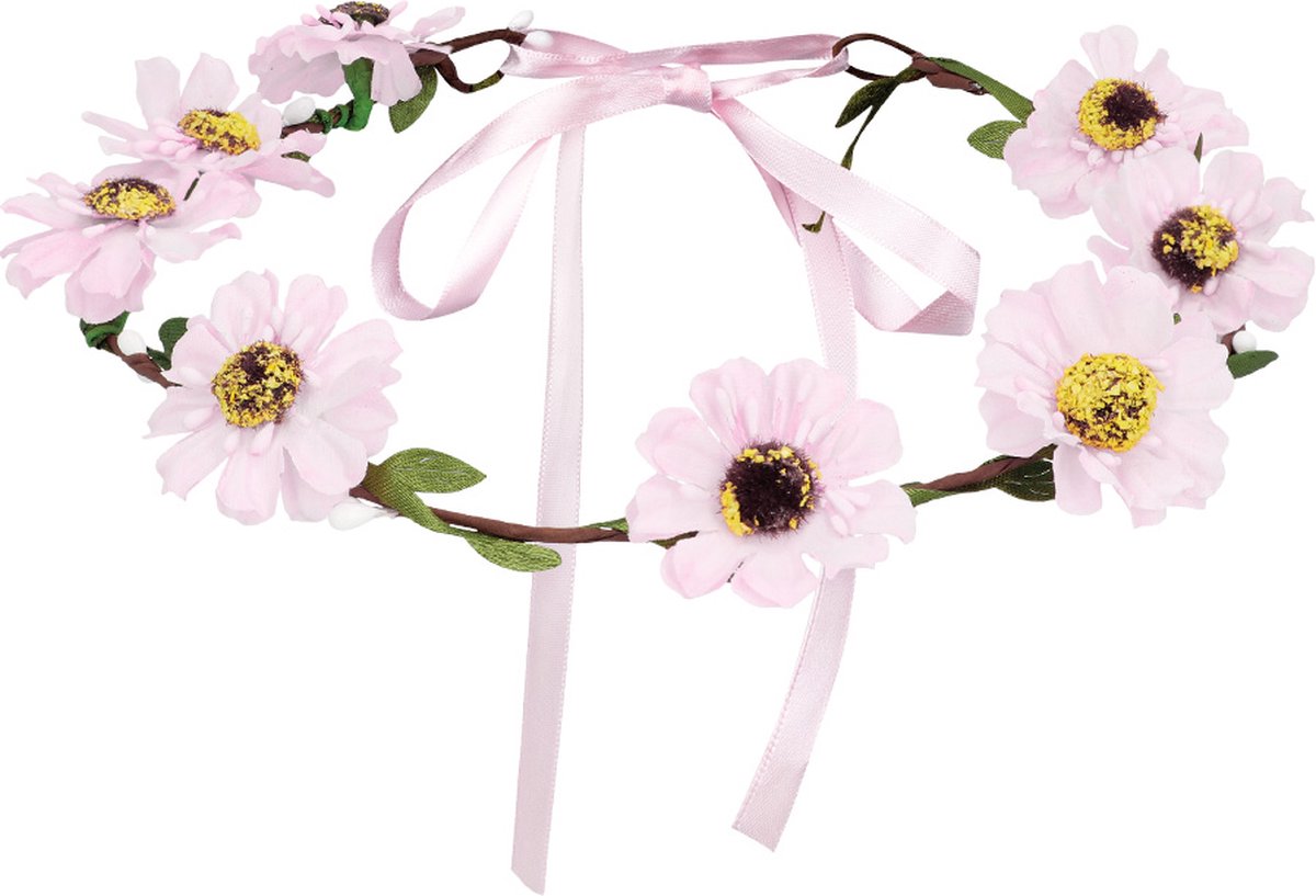 Boland - Hoofdband Mallorca Roze - Één maat - Volwassenen - Vrouwen - 60's & 70's - Hippie & Flower Power - Hawaii - Ibiza - Bohemian - Festival