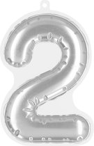 Boland - Folieballon sticker '2' zilver Zilver - Geen thema - Verjaardag - Jubileum - Raamsticker