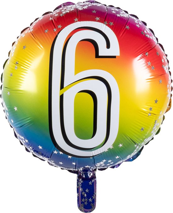 Boland - Folieballon cijfer(45 cm) 6 - Multi - Cijfer ballon