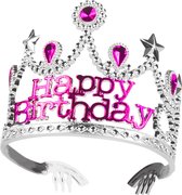 Boland - Tiara Jarige Jet 'Happy Birthday' Zilver - Één maat - Kinderen - Vrouwen - Prinsen en Prinsessen