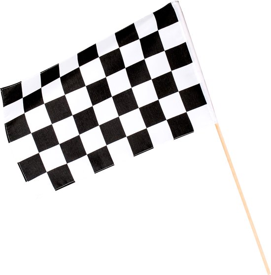 Drapeau de finition drapeau flottant blanc / noir à carreaux 30 x