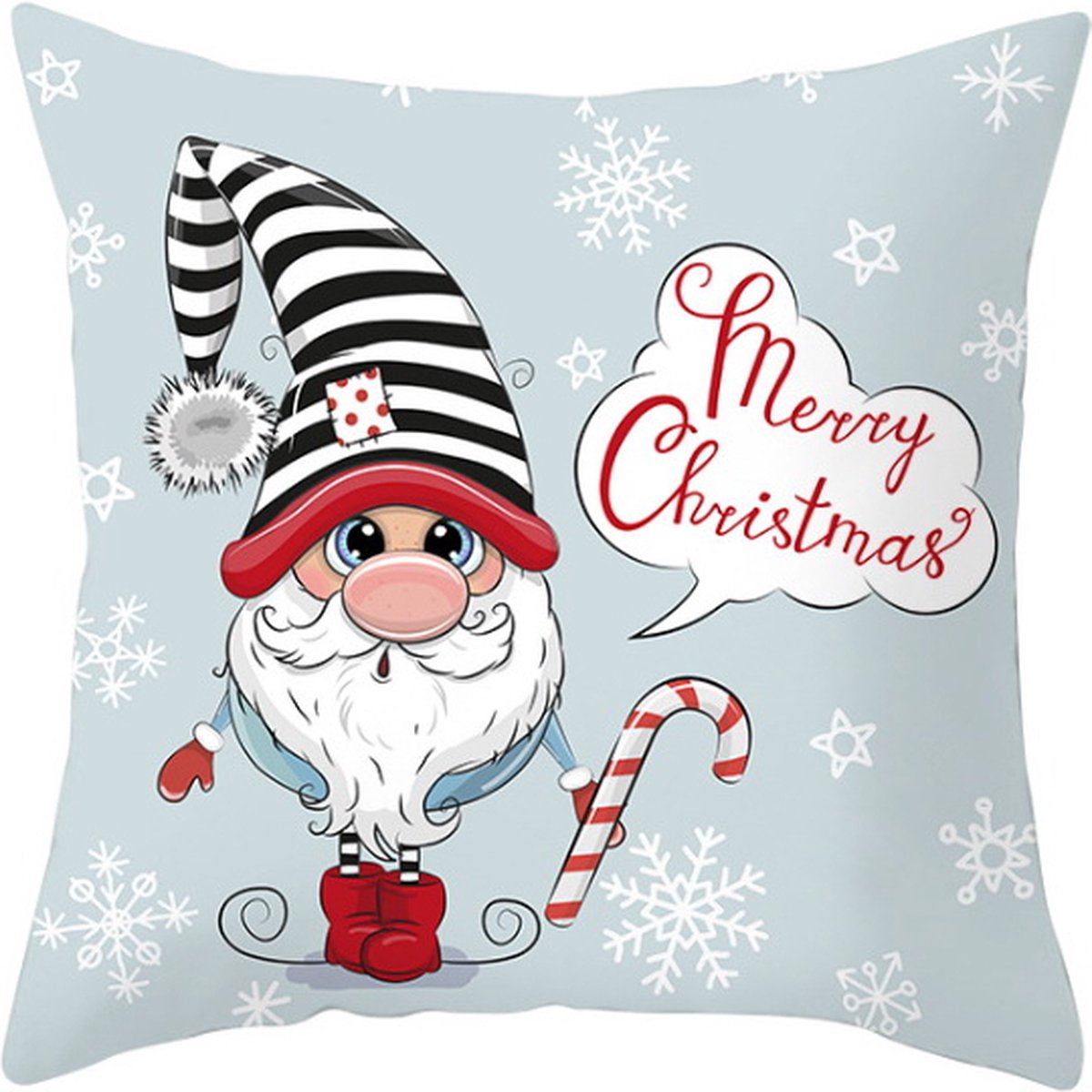 Without Lemon - Kerst Kussenhoes - Blauw Kerst Kabouter Gnome 2.0 - Kerst kussen - Kerstdagen - Feestdagen - Kerst - Decoratie - Woondecoratie - Kussenslopen - December - Cadeau