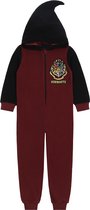 Harry Potter - Eendelige pyjama / jumpsuit voor jongens, zwart, bordeauxrood, onesie met capuchon / 110