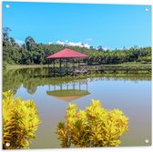 WallClassics - Tuinposter – Gazebo in een Meer - 80x80 cm Foto op Tuinposter  (wanddecoratie voor buiten en binnen)