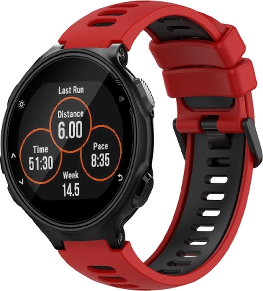For Garmin Forerunner 735 735XT Two Color Silicone Watch Band Red Black bol