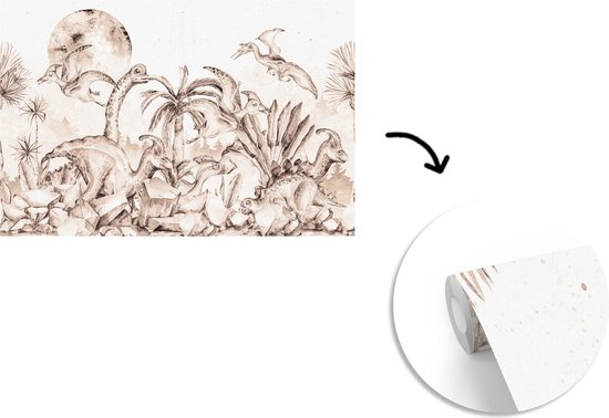 Papier Peint - Papier Papier peint photo Dino - Enfants - Décoration Jungle - Largeur 360 cm x Hauteur 240 cm
