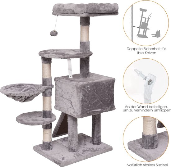 Yaheetech Kattenkrabpaal, krabpaal, klimboom voor katten, sisal, 133 cm