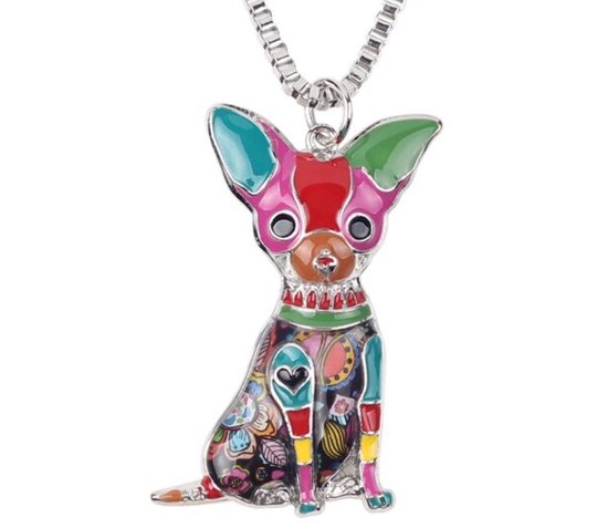 Ketting met kleurrijke hanger chihuahua