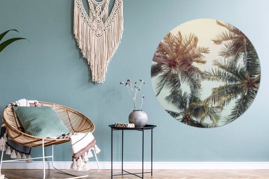 WallCircle - Cercle Mural - Cercle Mural - Palmier - Été - Tropical - Aluminium - Dibond - 140x140 cm - Intérieur et Extérieur