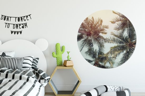 WallCircle - Cercle Mural - Cercle Mural - Palmier - Été - Tropical - Aluminium - Dibond - 140x140 cm - Intérieur et Extérieur