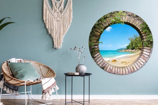 WallCircle - Wall Circle - Wall Circle Indoor - Plage - Mer - Transparent - Été - 140x140 cm - Décoration murale - Peintures Ronds