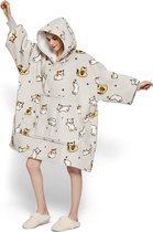 Zenful Kat - Oversized Hoodie Deken - Met Print - Hoodie blanket - Draagbare deken - Heel zacht - Super warm - Onesize - Dames - Katten