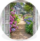 WallCircle - Wall Circle - Wall Circle Indoor - Transparent - Hortensia - Fleurs - 140x140 cm - Décoration murale - Peintures Ronds