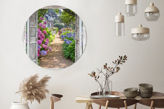 WallCircle - Wall Circle - Wall Circle Indoor - Transparent - Hortensia - Fleurs - 140x140 cm - Décoration murale - Peintures Ronds