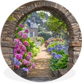 WallCircle - Cercle mural - Cercle mural d'intérieur - Fleurs - Transparent - Hortensia - Été - 140x140 cm - Décoration murale - Peintures ronds