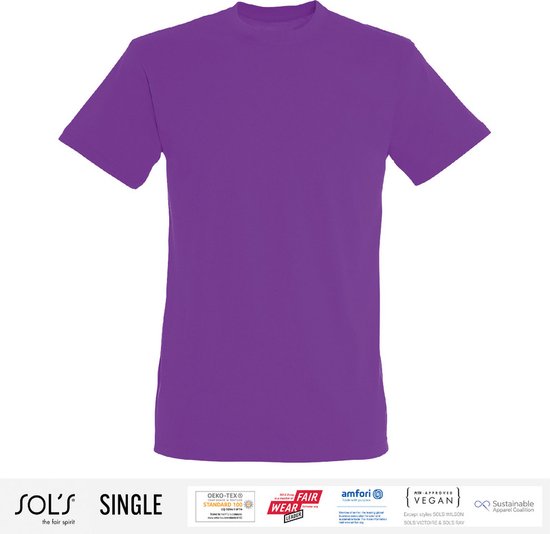 Sol's Heren T-Shirt 100% biologisch katoen Ronde hals Paars Maat L