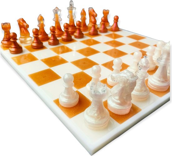 Thumbnail van een extra afbeelding van het spel Resin Art JR: Schaakbord / Schaakspel / Schaakbord met schaakstenen