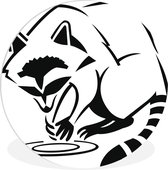 Illustration d'un raton laveur en lignes Assiette en plastique cercle mural ⌀ 150 cm XXL / Groot format!