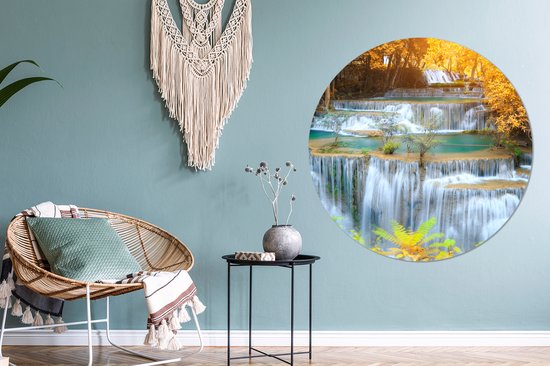 WallCircle - Cercle mural - Cercle mural - Chutes d'eau - Nature - Arbres - Tableaux ronds - Décoration d'intérieur - 150x150 cm - Décoration murale ronde - Plastique - Cercle de Décoration murale