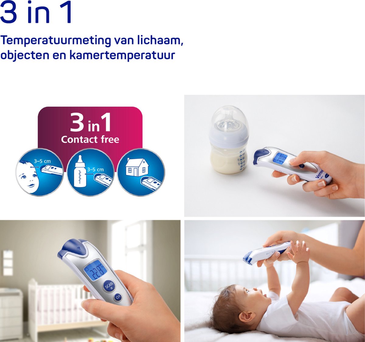 Veroval Baby 3-in-1 infrarood koortsthermometer - contactloze meting - voor het hele gezin — cadeau in Cadeau-ideeën - foto 3